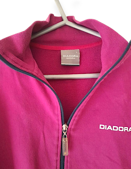 Vintage 90s Diadora Pink Zip Fleece Jacket