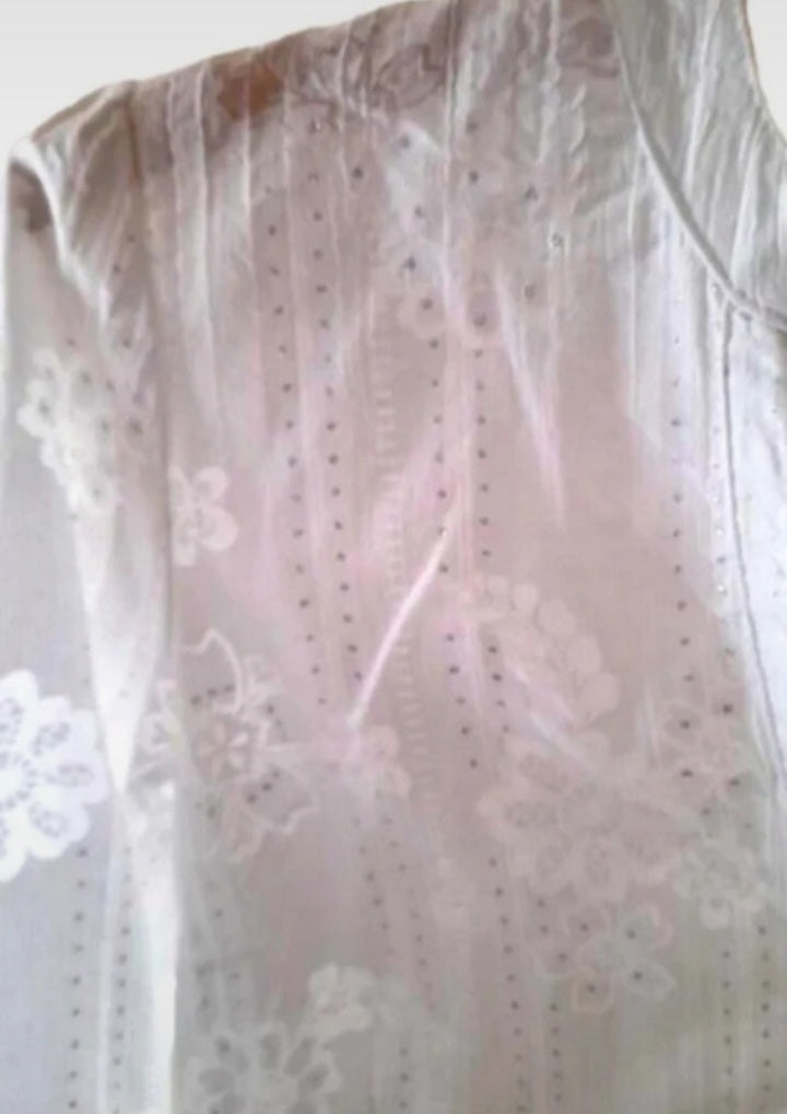 Vintage 90s White Flower Silver  Blouse
