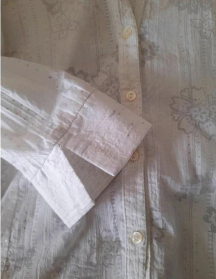 Vintage 90s White Flower Silver  Blouse