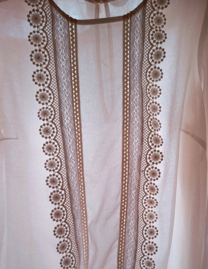 Vintage 90s Chiffon Crochet Trim Blouse