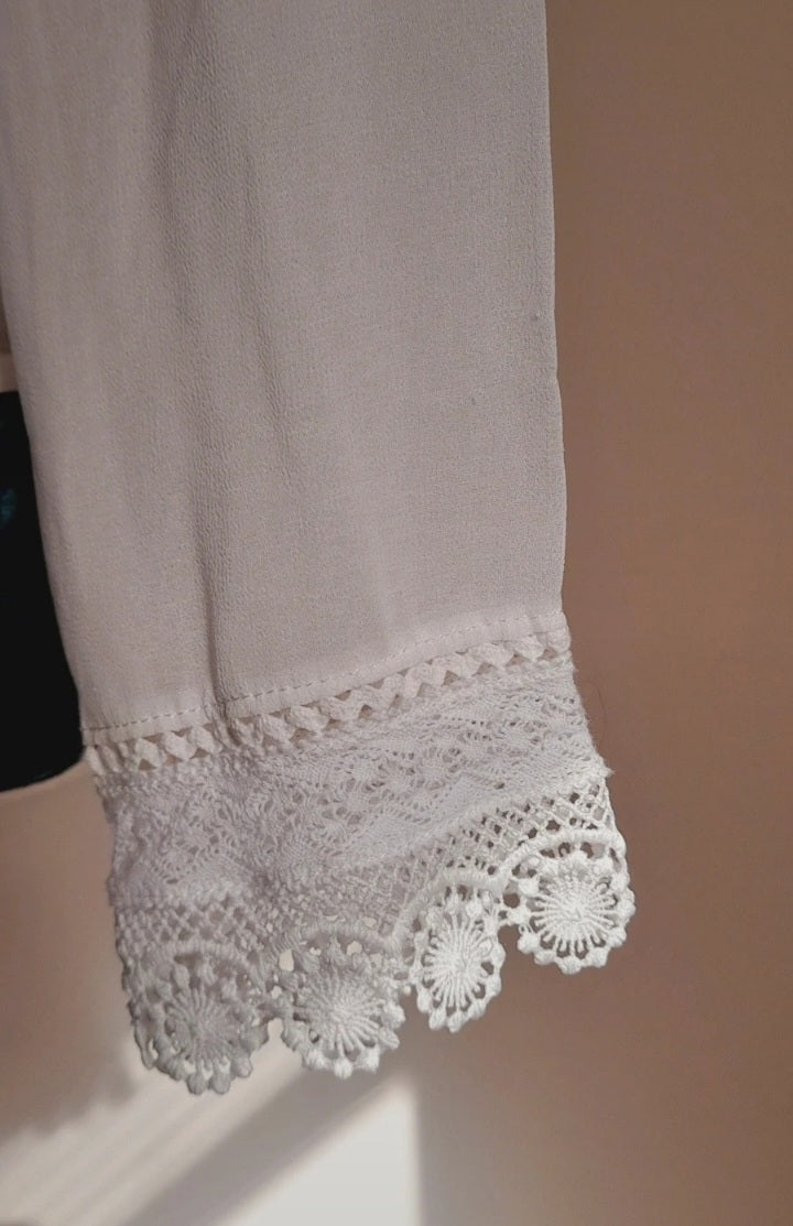 Vintage 90s Chiffon Crochet Trim Blouse