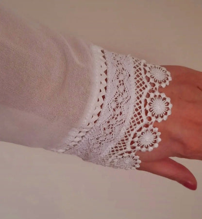 Vintage 90s Chiffon Crochet Trim Blouse