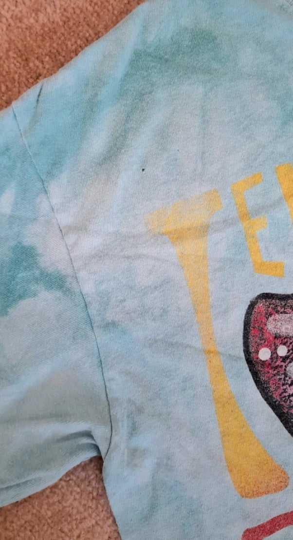 Aqua Blue Green Cotton T-Shirt With A Colourful Dog Graphic