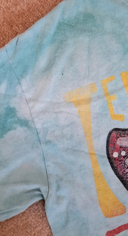 Aqua Blue Green Cotton T-Shirt With A Colourful Dog Graphic