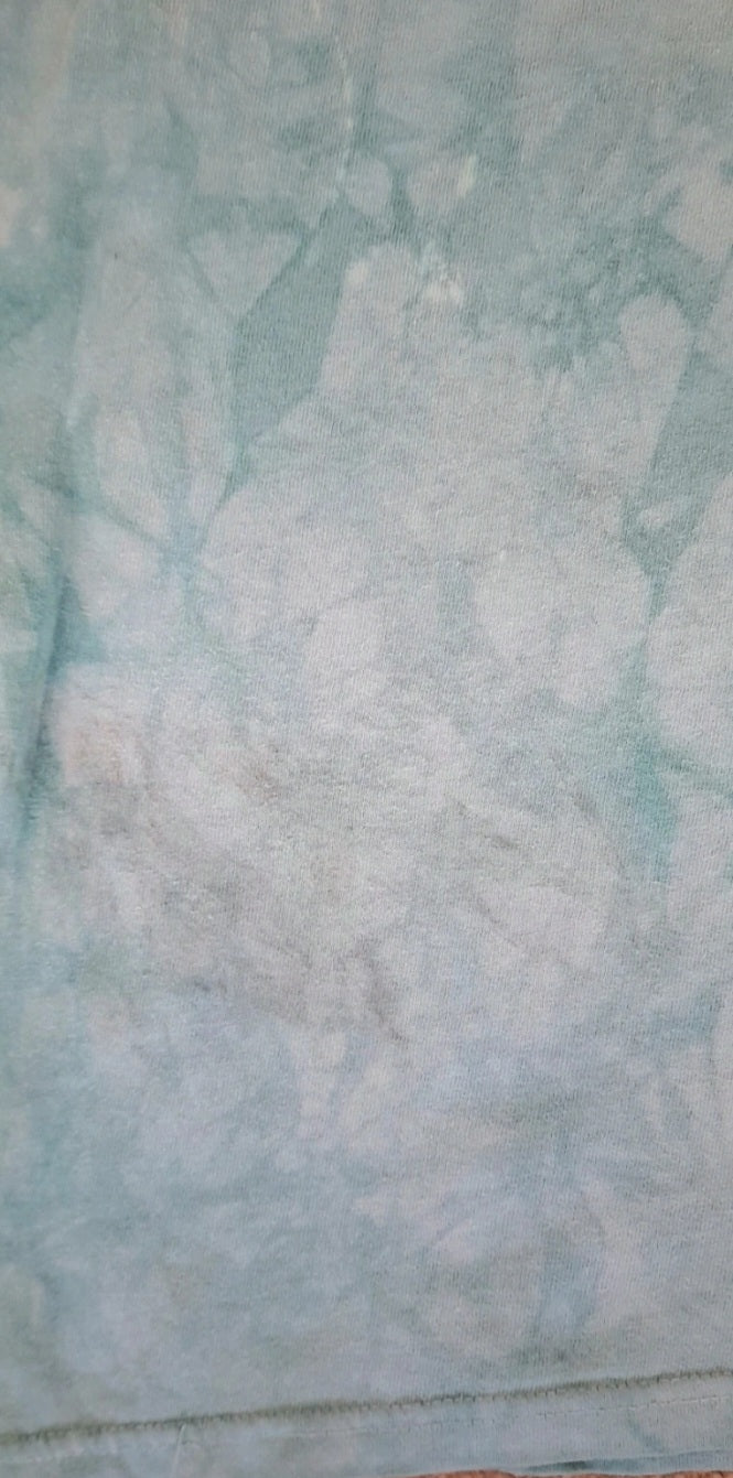 Aqua Blue Green Cotton T-Shirt With A Colourful Dog Graphic