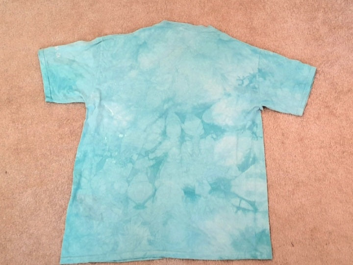 Aqua Blue Green Cotton T-Shirt With A Colourful Dog Graphic