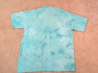 Aqua Blue Green Cotton T-Shirt With A Colourful Dog Graphic