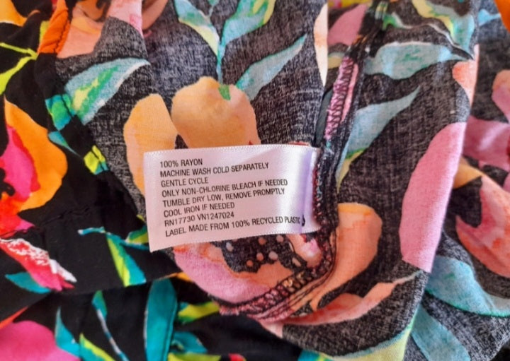 Tropical Flower Vintage 90s Multicoloured Button Dress