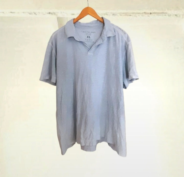 Vintage Calvin Klein Seafoam Cotton Embroidered Polo Shirt