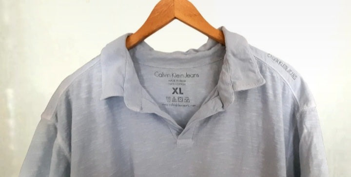 Vintage Calvin Klein Seafoam Cotton Embroidered Polo Shirt