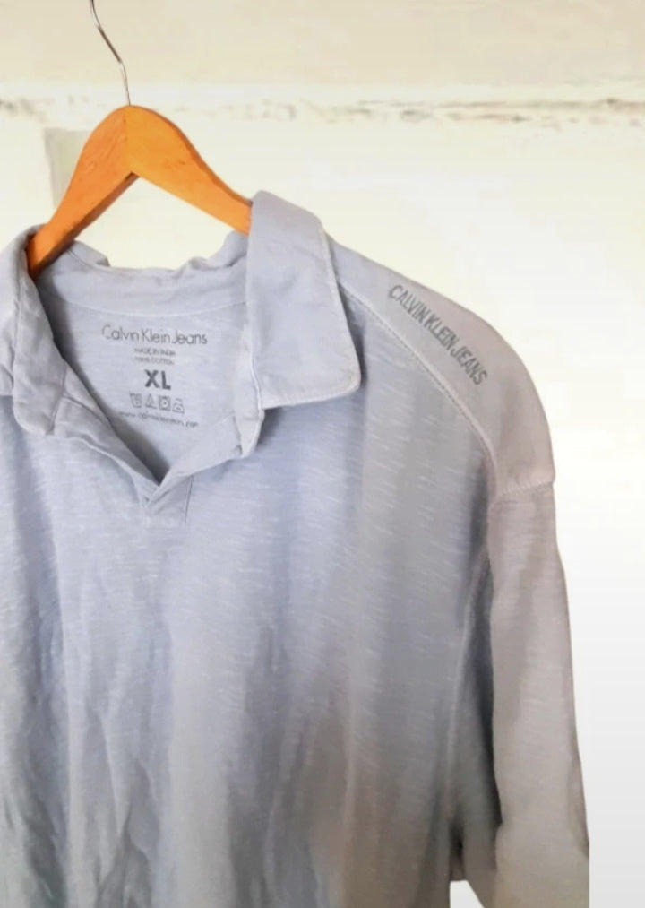 Vintage Calvin Klein Seafoam Cotton Embroidered Polo Shirt