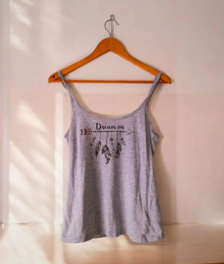 Vintage Y2K Grey Boho Print Camisole Vest Top