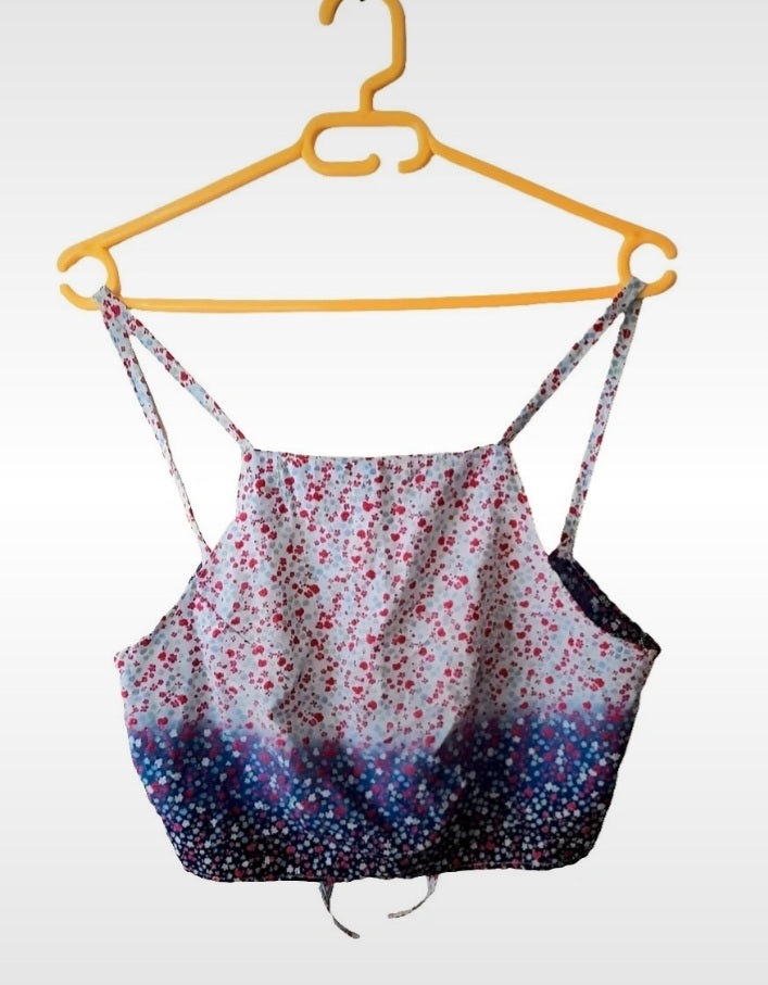 Vintage Cotton Ditsy Flower Fabric Ombre Tie Sun Top