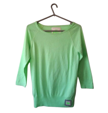 Vintage Y2K SUPERDRY Light Green Quarter Sleeve Cotton Top