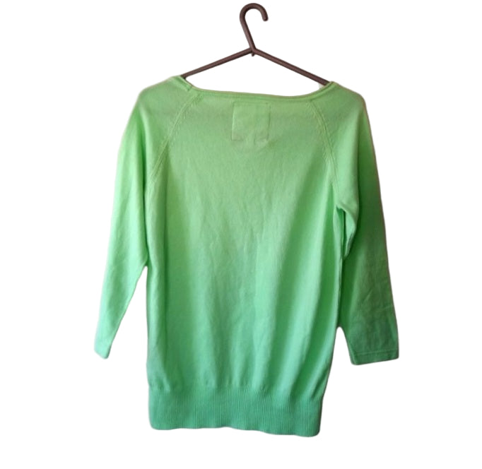 Vintage Y2K SUPERDRY Light Green Quarter Sleeve Cotton Top