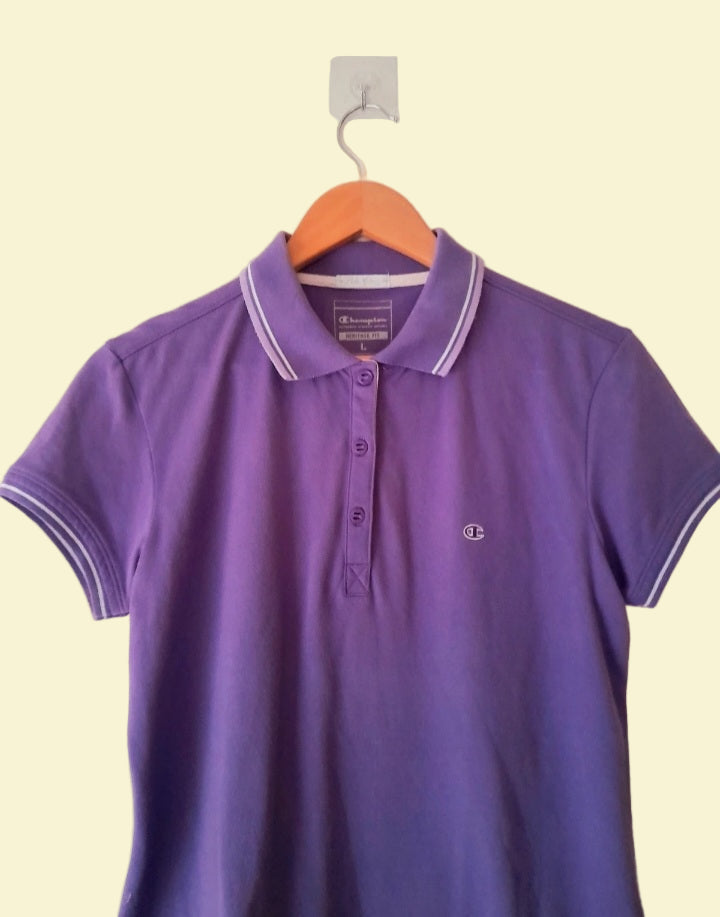 Vintage Y2K CHAMPION Purple   Polo Shirt