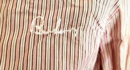 Vintage BURBERRY LONDON Pink White Pinstripe Cotton Slim Fit Designer Blouse