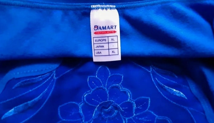 Vintage 80s DAMART Blue Flower Embroidered Vest Top