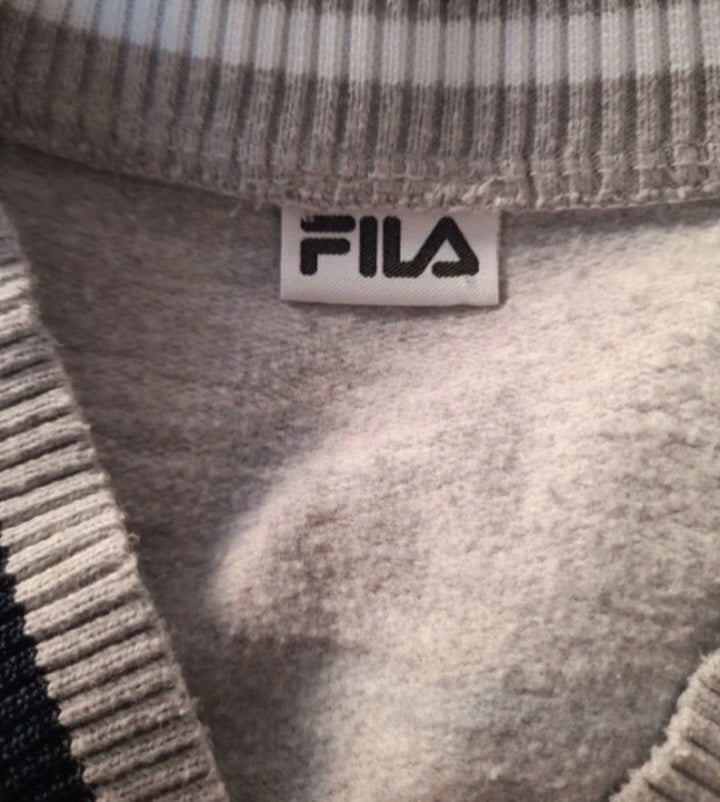 Vintage 90s FILA Grey Navy Cotton Fleece Zip Jacket