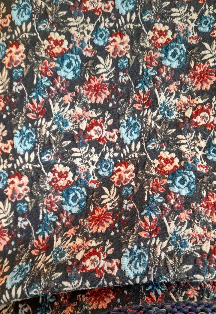 Vintage Y2K Red Blue Tapestry Rose Mini Skirt