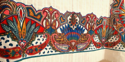 Vintage Gim Renoir White Multicoloured Large Paisley Scarf