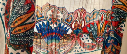 Vintage Gim Renoir White Multicoloured Large Paisley Scarf