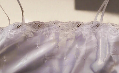 White Satin Floral Embroidred Vintage 90s Camisole Top