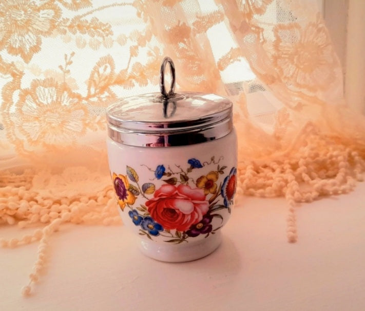 Vintage ROYAL WORCESTER Porcelain Floral Lidded Pot