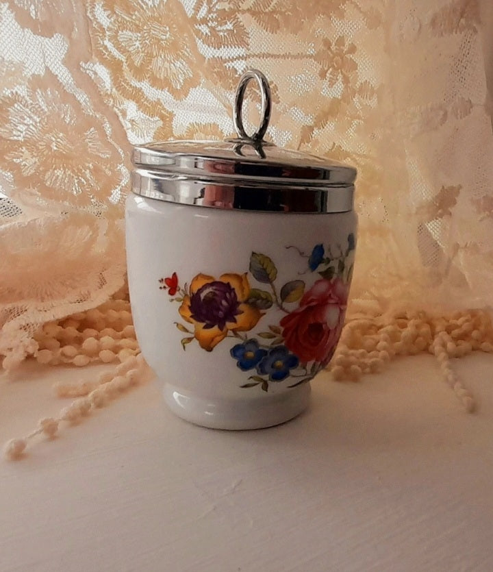 Vintage ROYAL WORCESTER Porcelain Floral Lidded Pot
