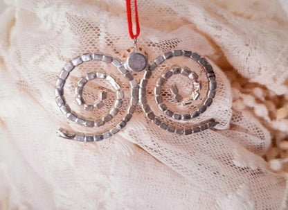 Vintage 70s Sparkling Rhinestone Swirly Ribbon Retro Festive Hanging Ornament