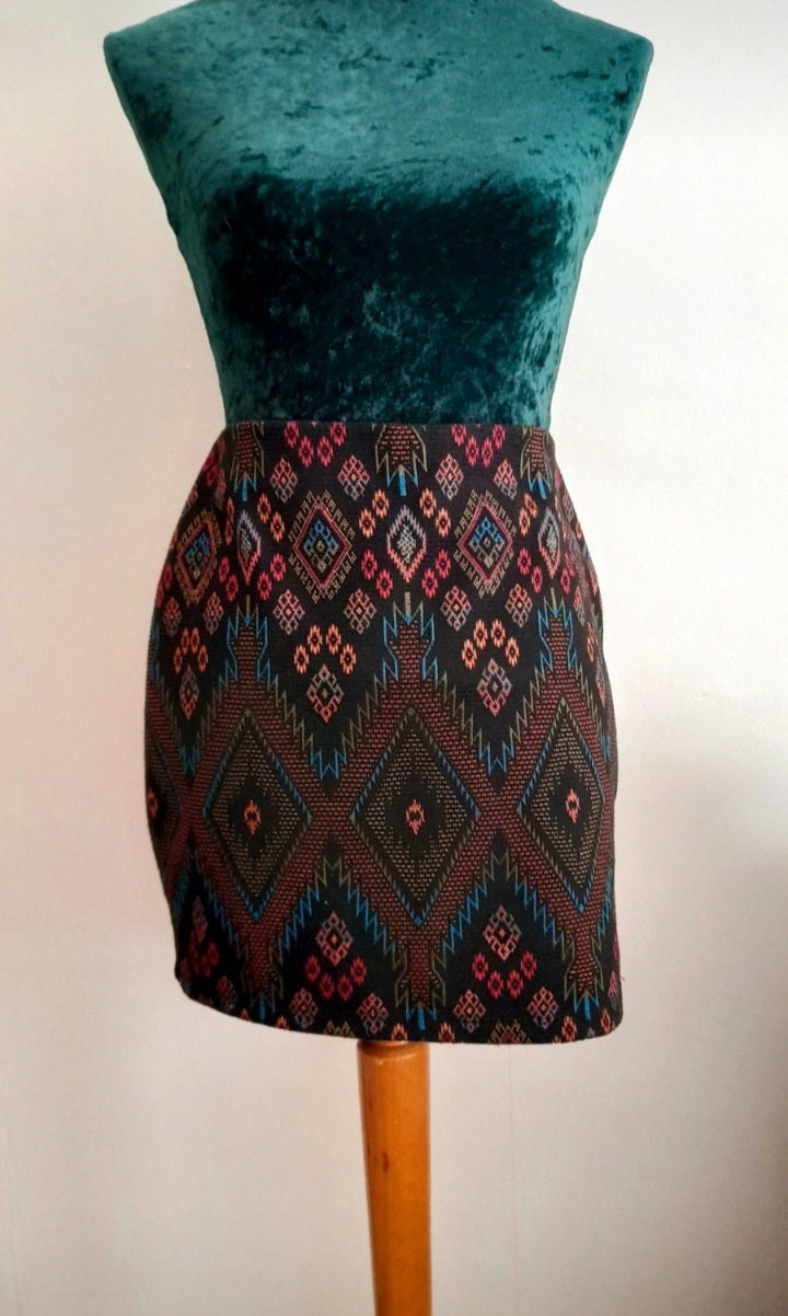 Vintage Y2K NEW LOOK Multicoloured Embroidered Skirt