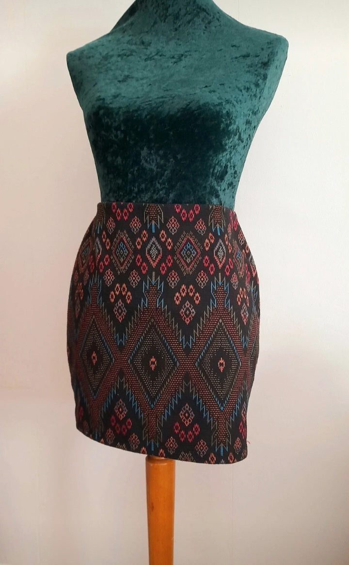 Vintage Y2K NEW LOOK Multicoloured Embroidered Skirt