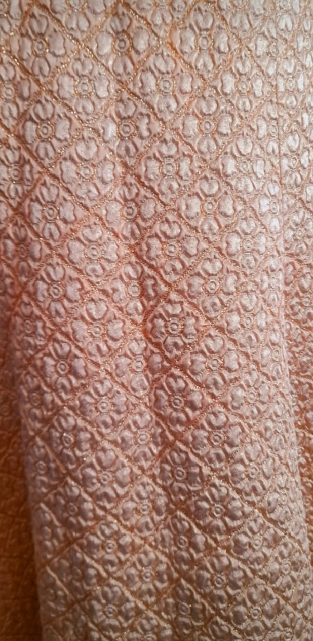 Vintage 1960s Evelyn Kleider Cream Gold Satin Quilt Flower Mini Dress