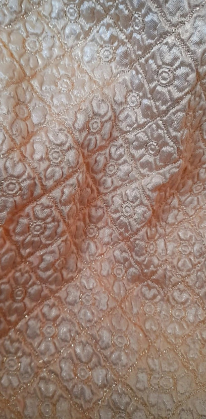 Vintage 1960s Evelyn Kleider Cream Gold Satin Quilt Flower Mini Dress