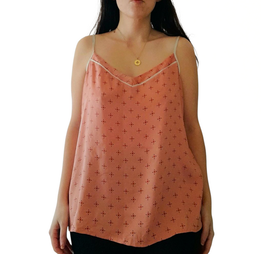 Vintage Coral Pink Flower Camisole Top