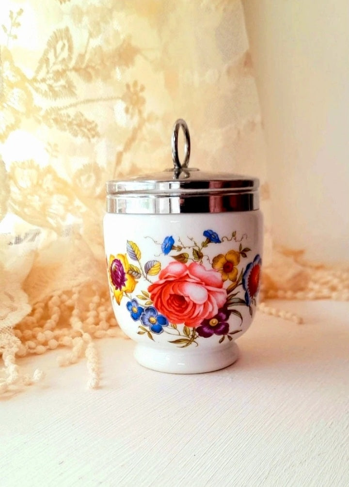 Royal Worcester Porcelain Floral Vintage Lidded Pot