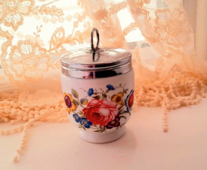 Royal Worcester Porcelain Floral Vintage Lidded Pot