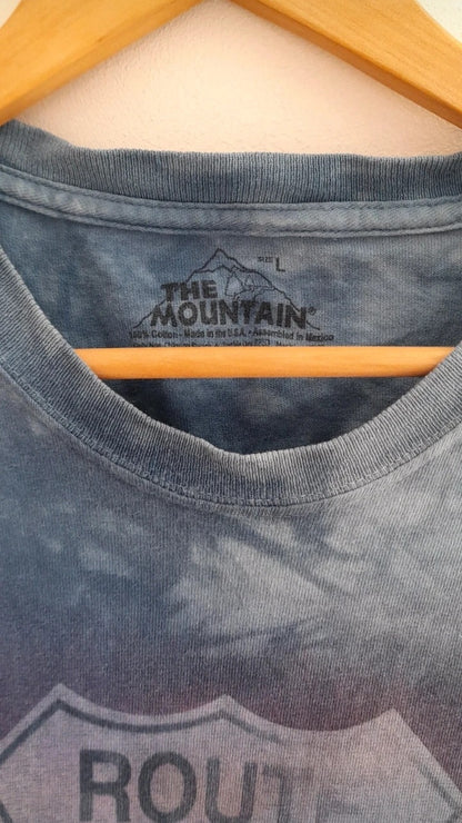 THE MOUNTAIN Vintage Light Blue Bleach Dye Route 66 Diner T-Shirt