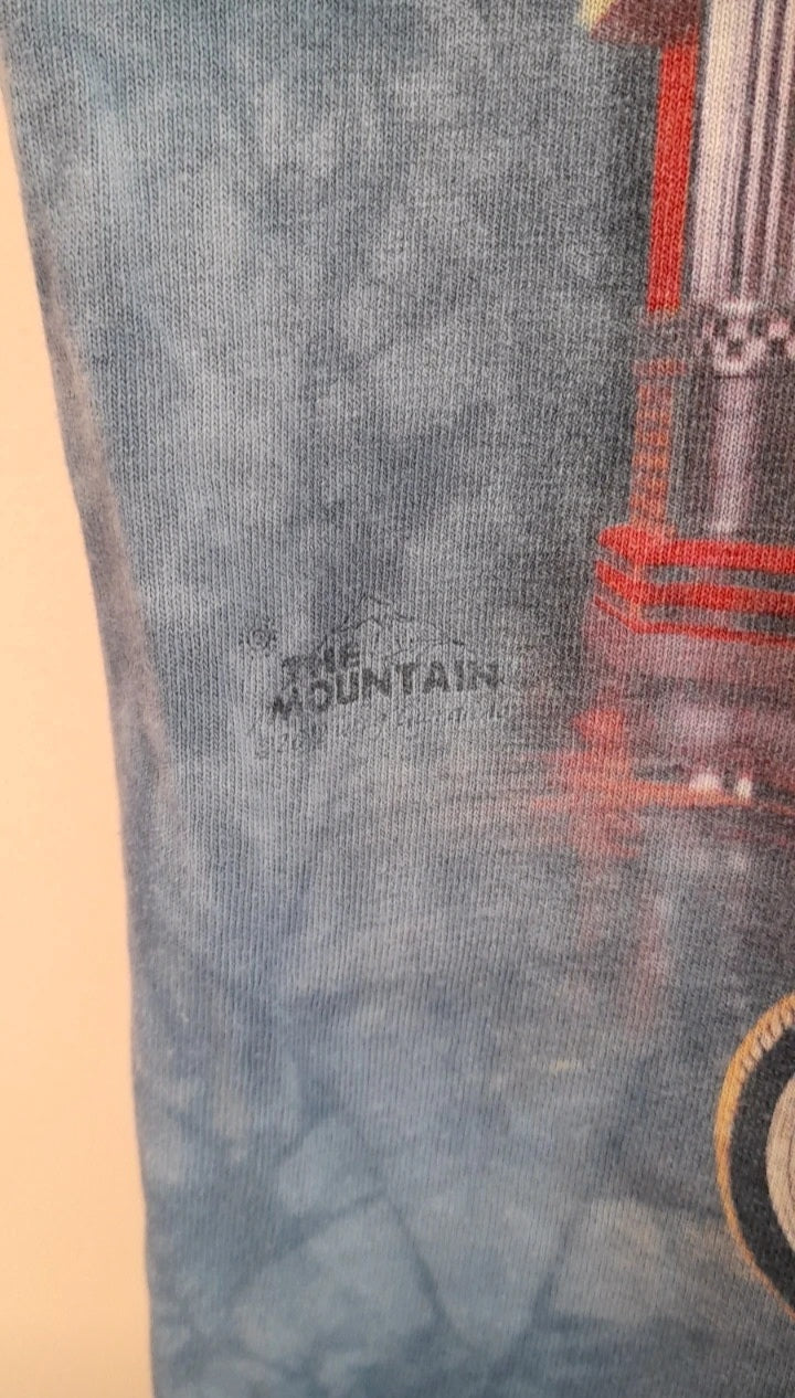 THE MOUNTAIN Vintage Light Blue Bleach Dye Route 66 Diner T-Shirt