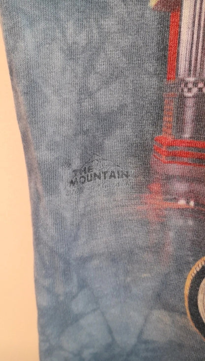 THE MOUNTAIN Vintage Light Blue Bleach Dye Route 66 Diner T-Shirt