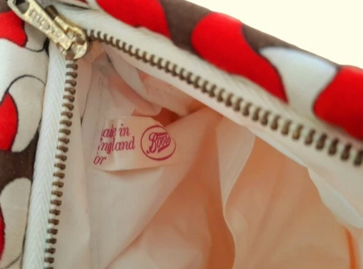 Vintage 1960s BOOTS Chemist's Retro Cotton PVC Toilettries Bag