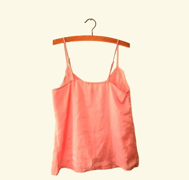 Vintage Y2K Pink Silky Lace Silver Studded Camisole top