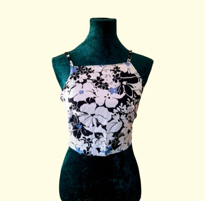 Handsewn Vintage Fabric Cotton Floral Tie Sun Top