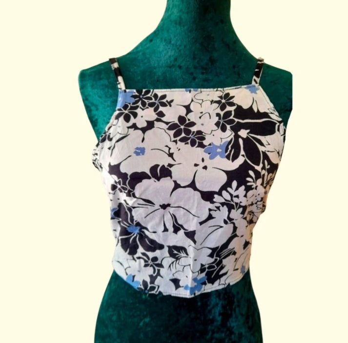 Handsewn Vintage Fabric Cotton Floral Tie Sun Top