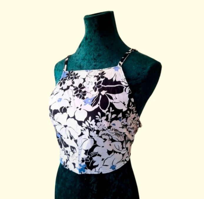Handsewn Vintage Fabric Cotton Floral Tie Sun Top
