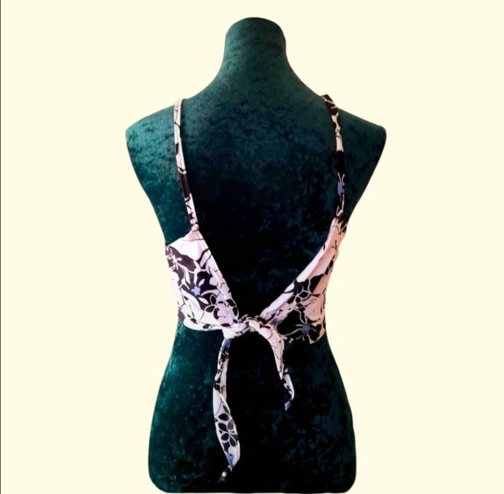 Handsewn Vintage Fabric Cotton Floral Tie Sun Top