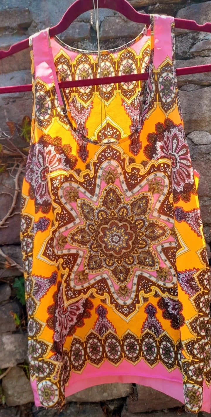 Handsewn Vintage Boho Sleeveless Paisley Mandala Top