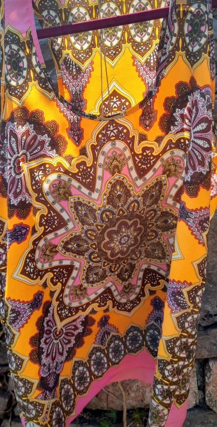 Handsewn Vintage Boho Sleeveless Paisley Mandala Top