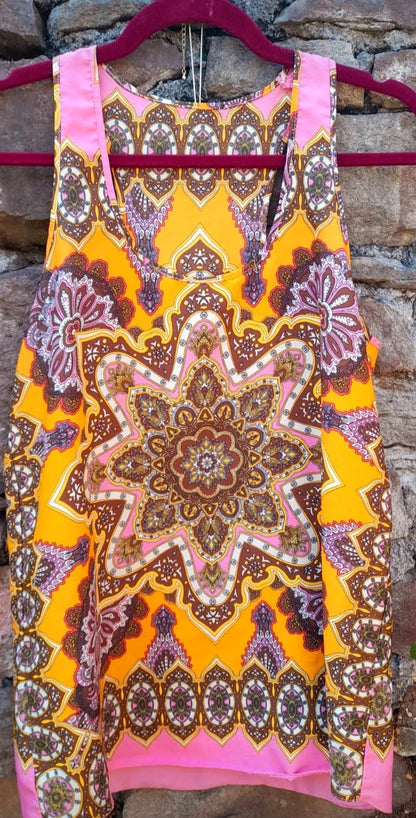 Handsewn Vintage Boho Sleeveless Paisley Mandala Top