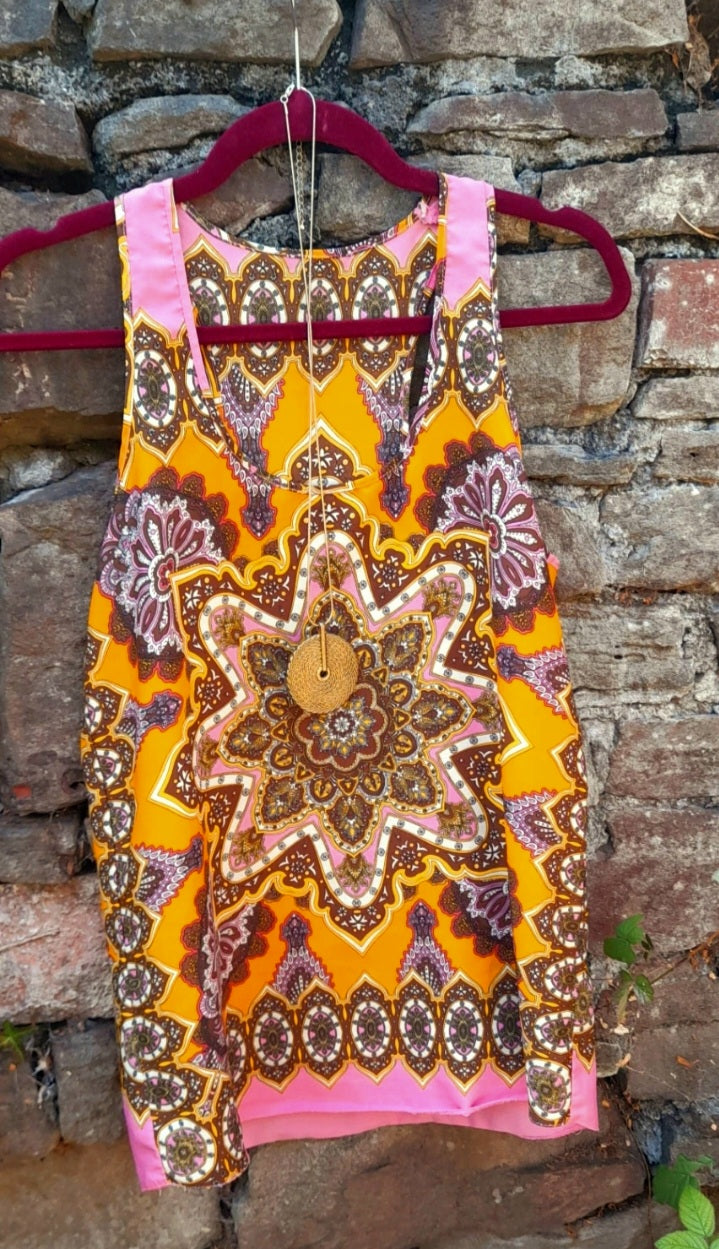 Handsewn Vintage Boho Sleeveless Paisley Mandala Top